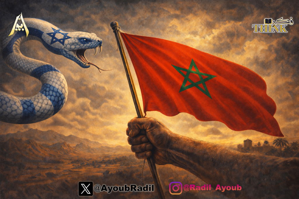 لوحة تعبيرية تعكس السيادة المغربية في مواجهة التبعية الأيديولوجية.